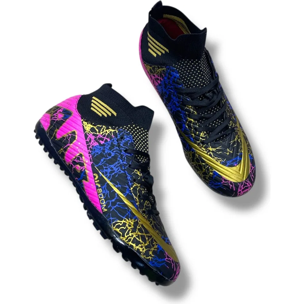 Детские футзальные бутсы с носком Laliga Black Purple Gold
