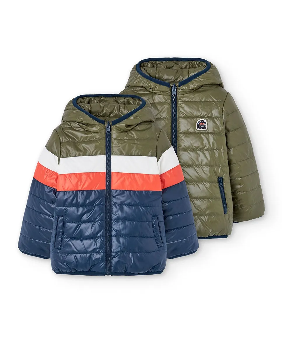 

Детская длинная парка с принтом и капюшоном Boboli, мультиколор