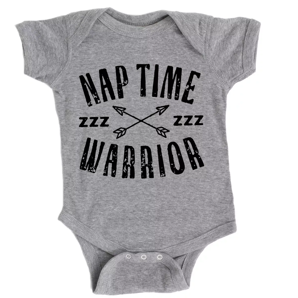 Детский боди с коротким рукавом Nap Time Warrior The Juniper Shop, Heather Grey
