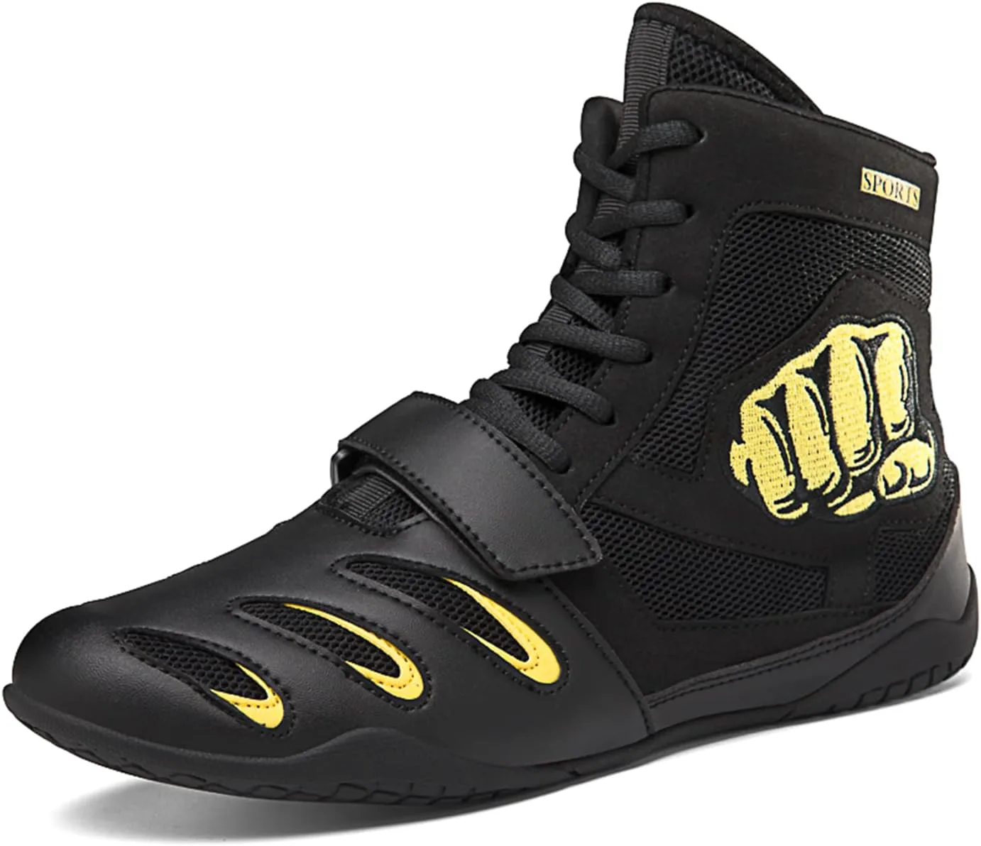 

Мужские и женские дышащие борцовские кроссовки с защищенными щиколотками, противоскользящие, для приседаний, бокса, высокие тренировочные ботинки, спортивная обувь для зала Medasain, желтый