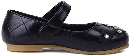 Детские балетки для девочек с принтом Flower Ballerina Flats Princess Dress Mary Jane Shoes Chiximaxu, Black — фото 4