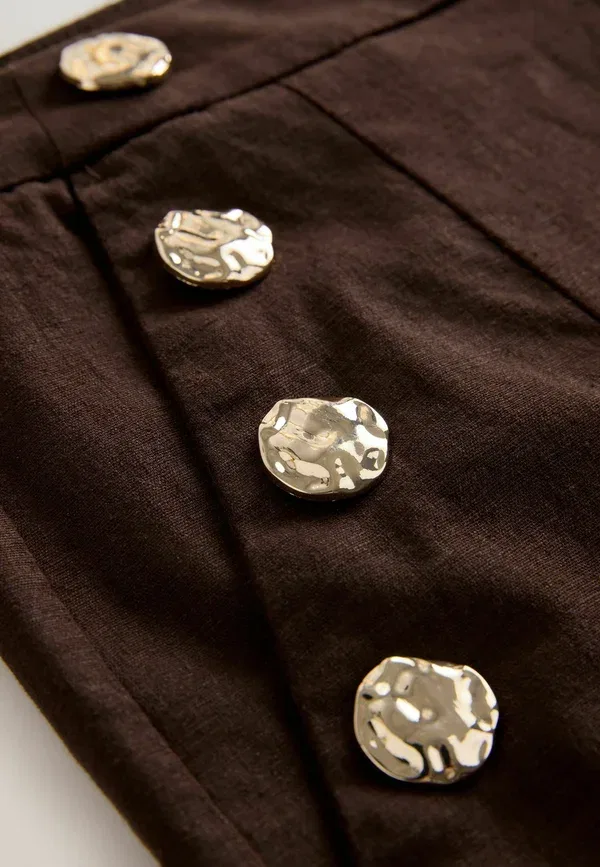 Брюки льняные Trousers Next, chocolate brown, коричневый/шоколадный — фото 3