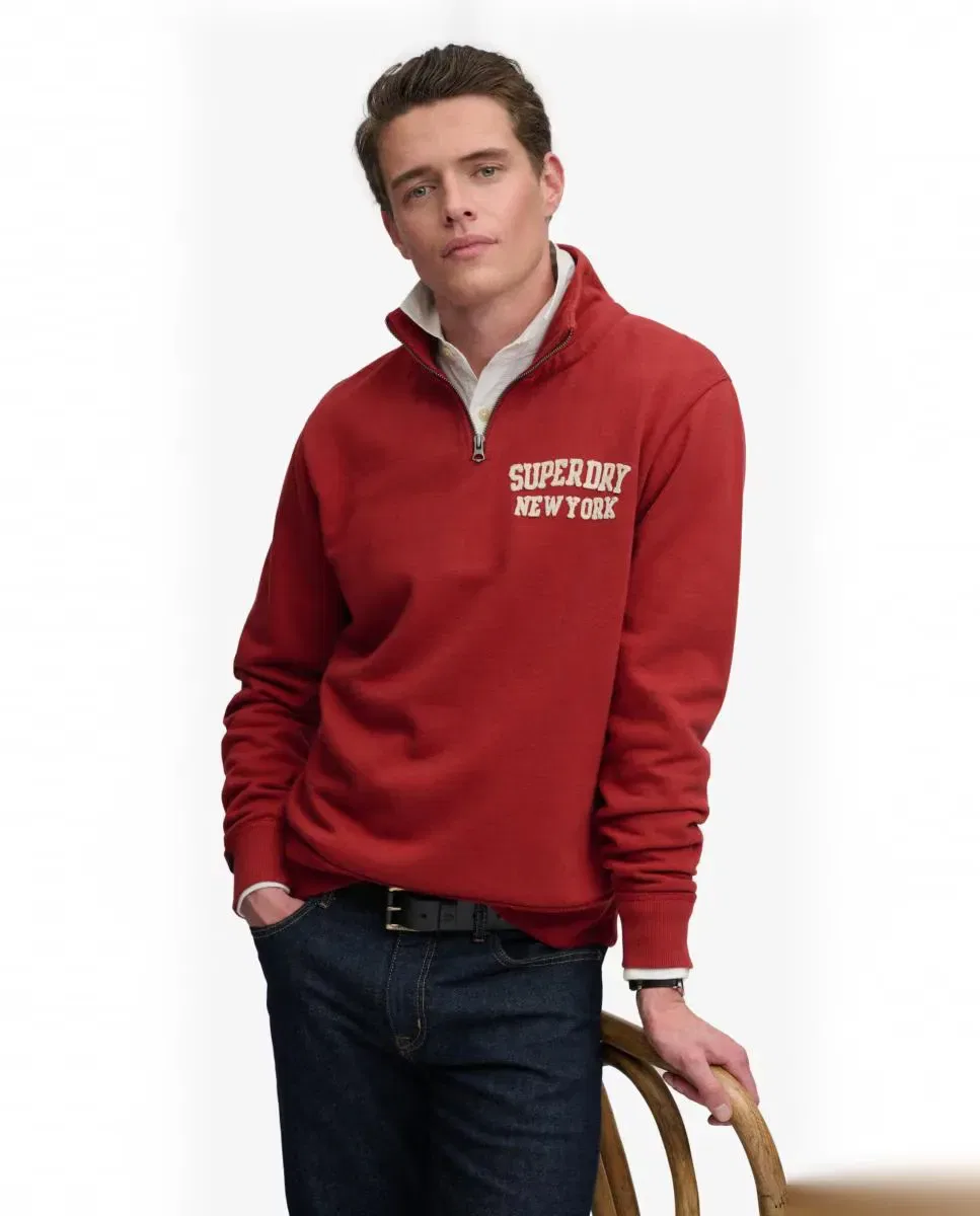 Мужская свитшот с полумолнией Vintage Athletic Superdry, Rojo