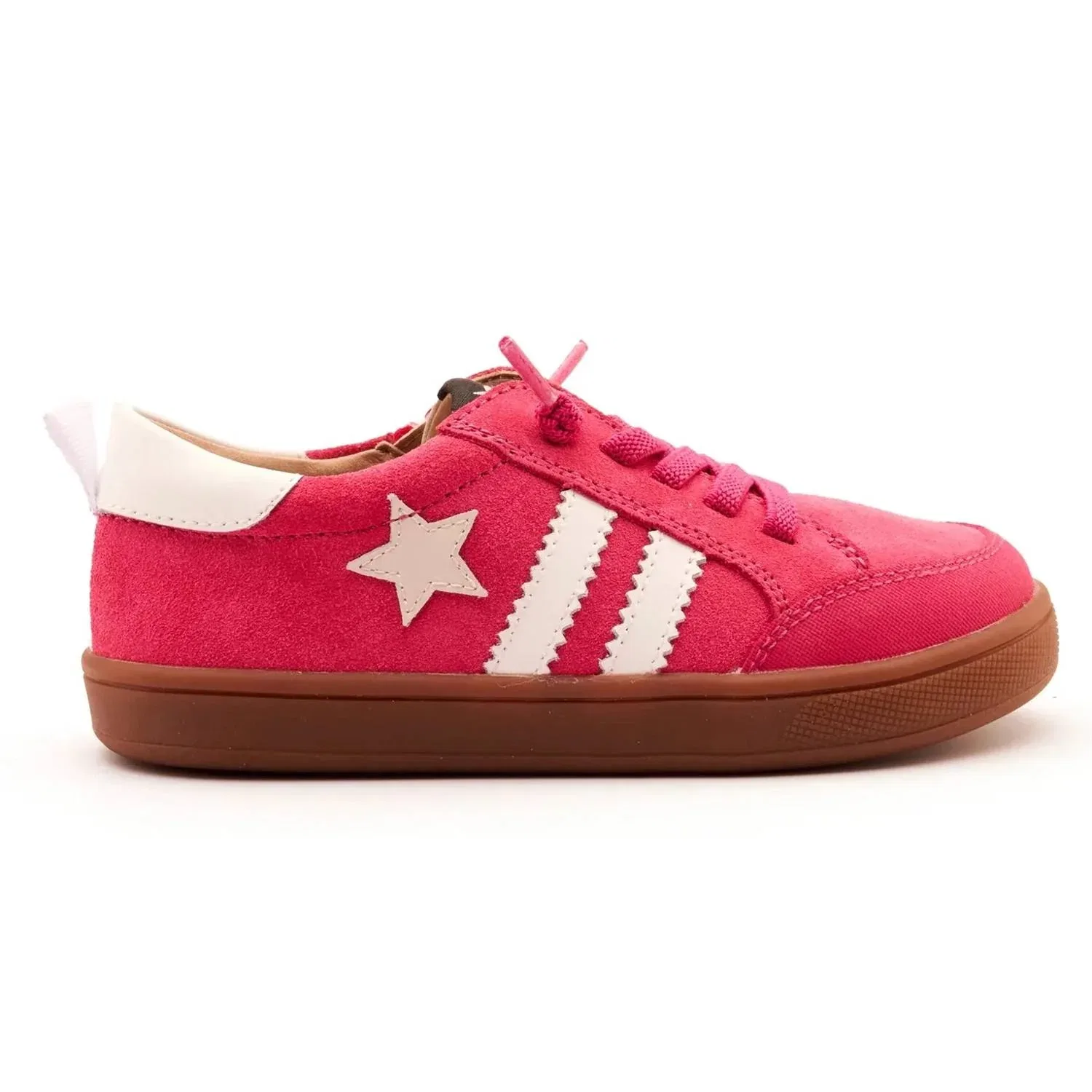Детские кроссовки для девочек кожаные с эластичными шнурками Wos Runner Old Soles, Hot Pink