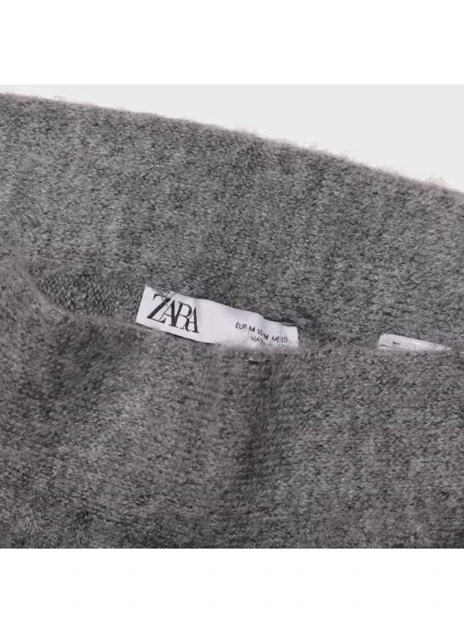 Юбка мини плиссированная с завышенной талией трапеция Zara, серая — фото 4