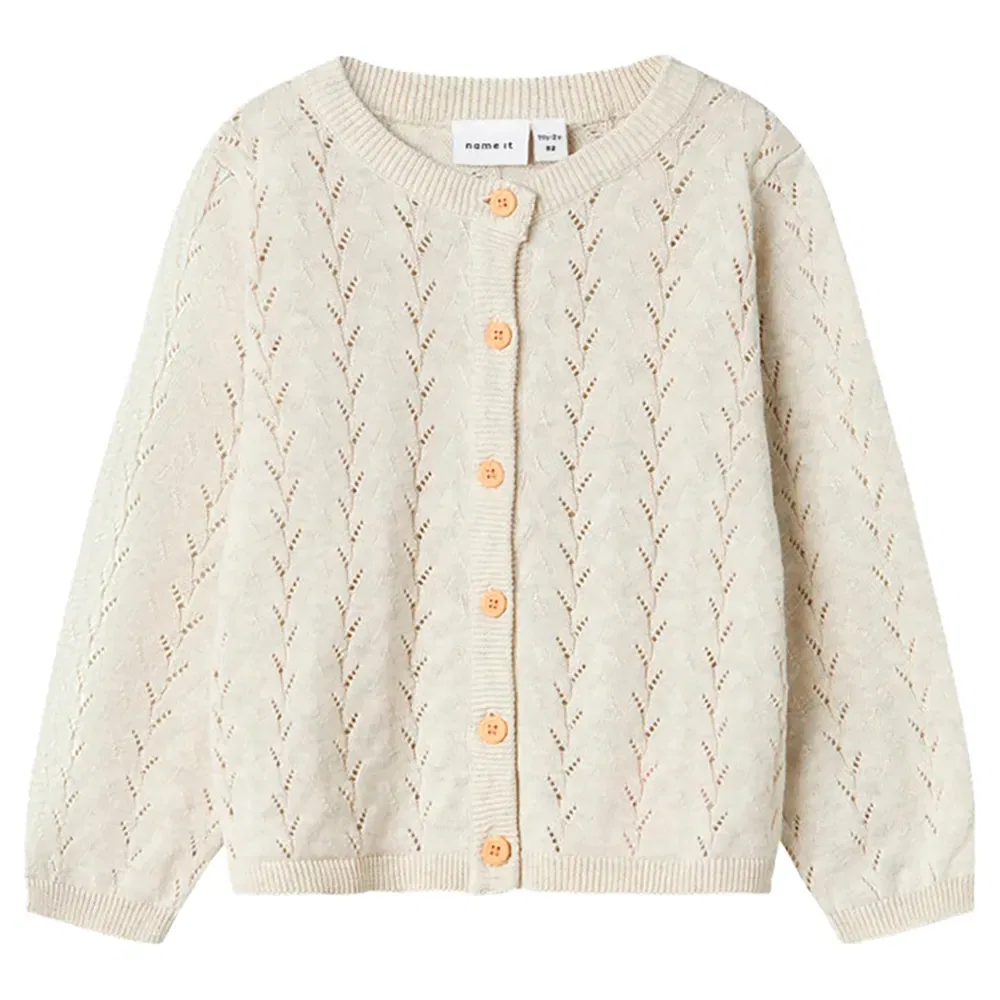 Детский кардиган для девочек с ажурным узором Banni Mini Name it, Beige