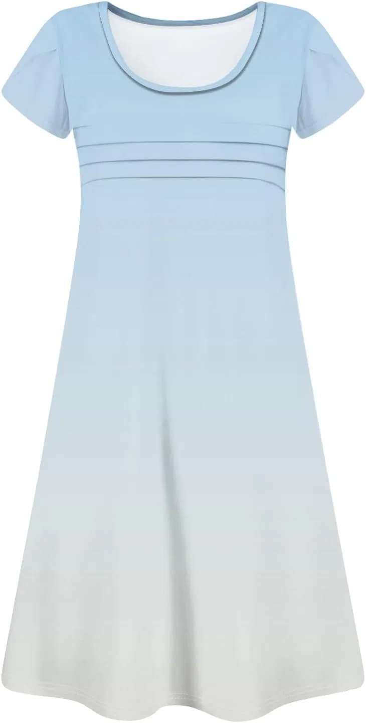 Женское летнее платье с цветочным принтом T-shirt Dress, 5-light Blue — фото 3