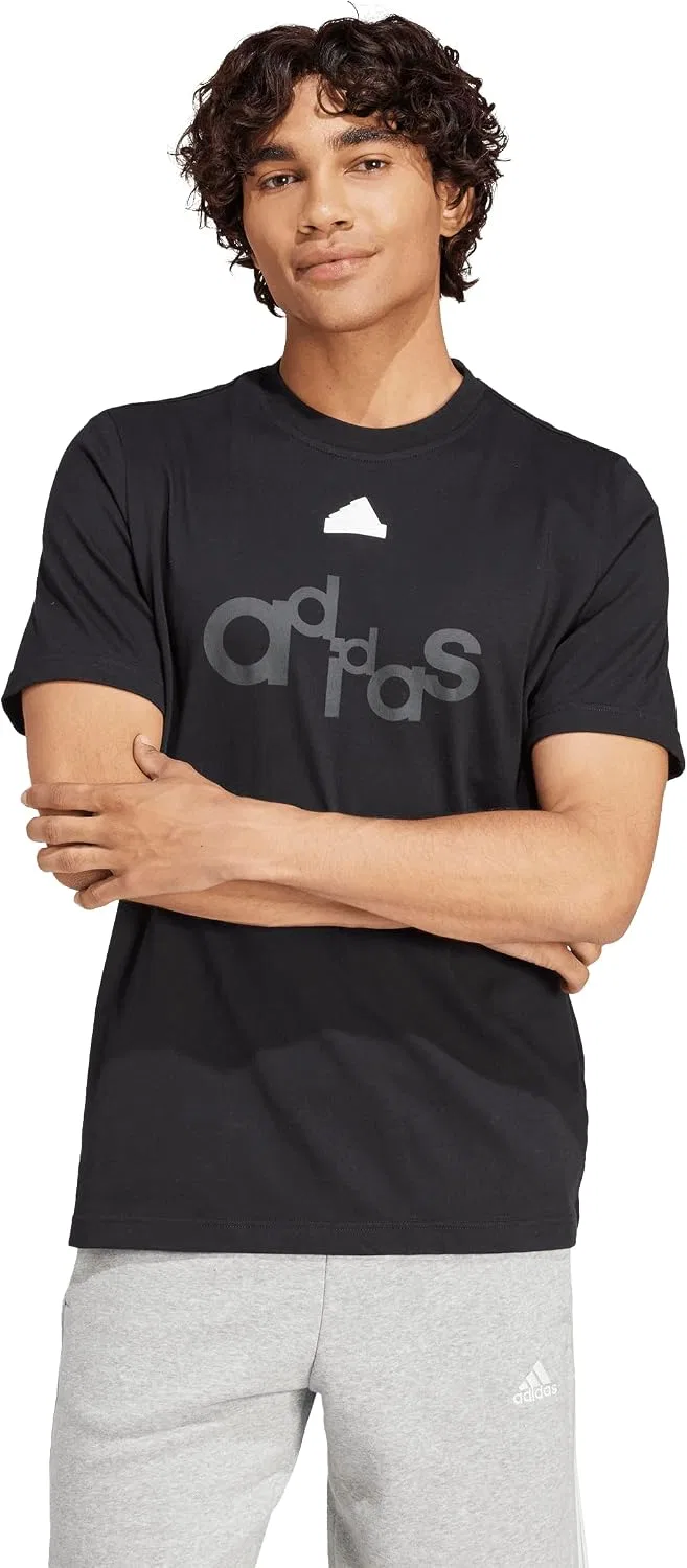 Мужская футболка с графическим принтом Graphic Printed T-shirt adidas, Black — фото 2
