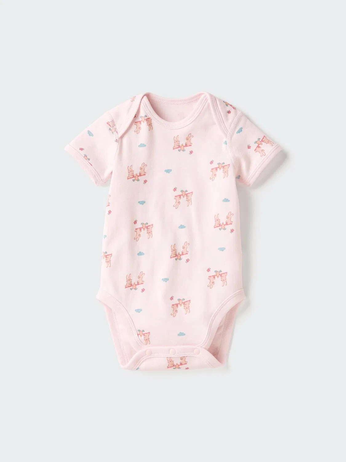Боди Uniqlo, с коротким рукавом, с принтом, розовый
