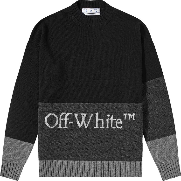 

Толстовка Off-White Blocked Knit Crewneck 'Black/White', черный
