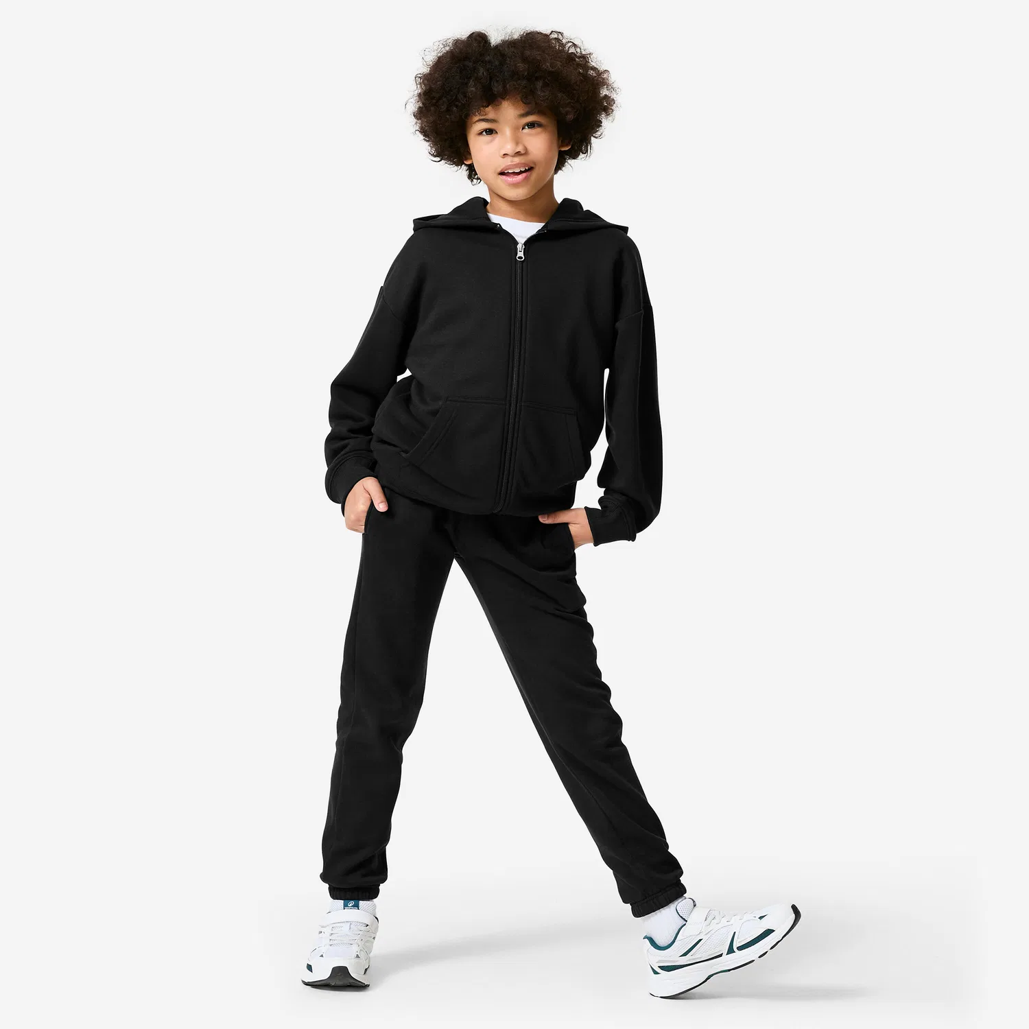 Детское худи свободного кроя Decathlon, Черный — фото 2