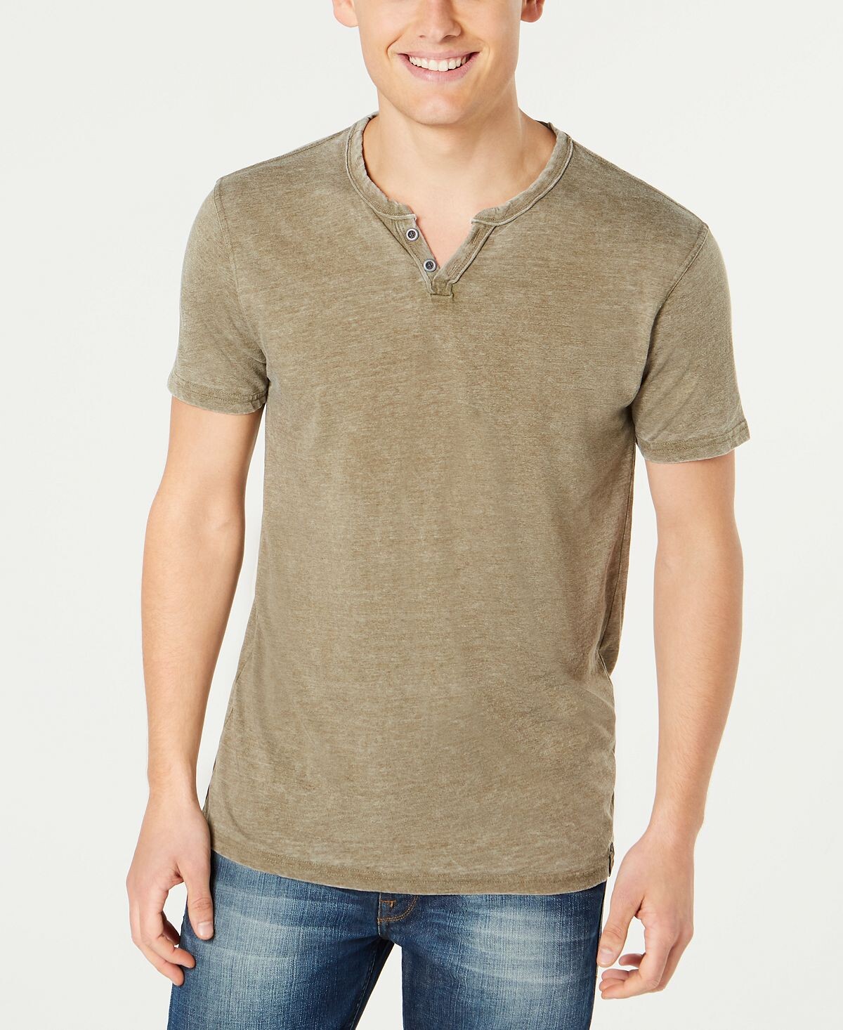 

Мужская рубашка burnout button notch с коротким рукавом Lucky Brand, Коричневый, Мужская рубашка burnout button notch с коротким рукавом Lucky Brand