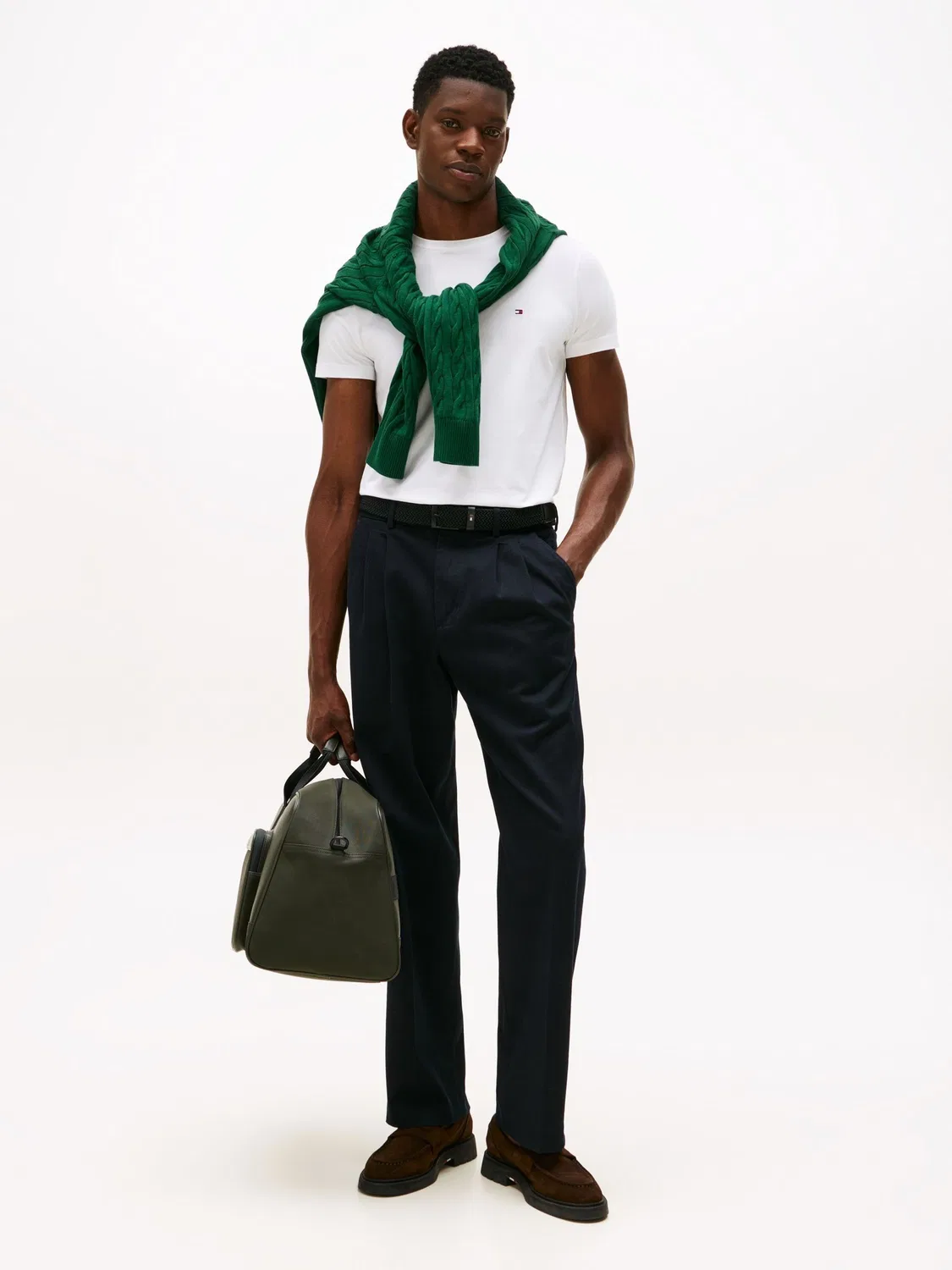 Футболка с логотипом Tommy Hilfiger Slim Fit Core Stretch, белый кремовый — фото 3