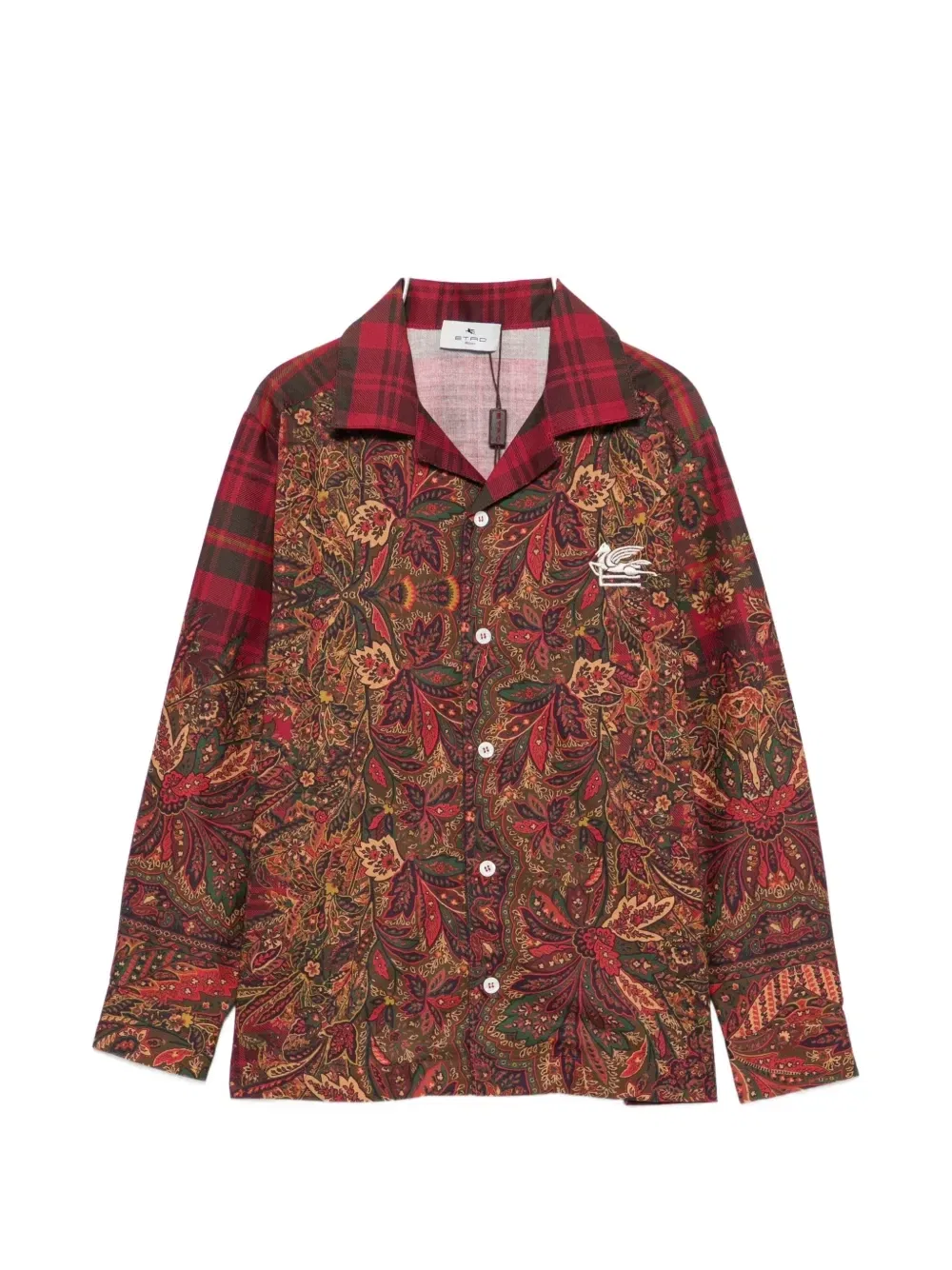 Рубашка в клетку с пейсли-принтом Etro Kids, красный