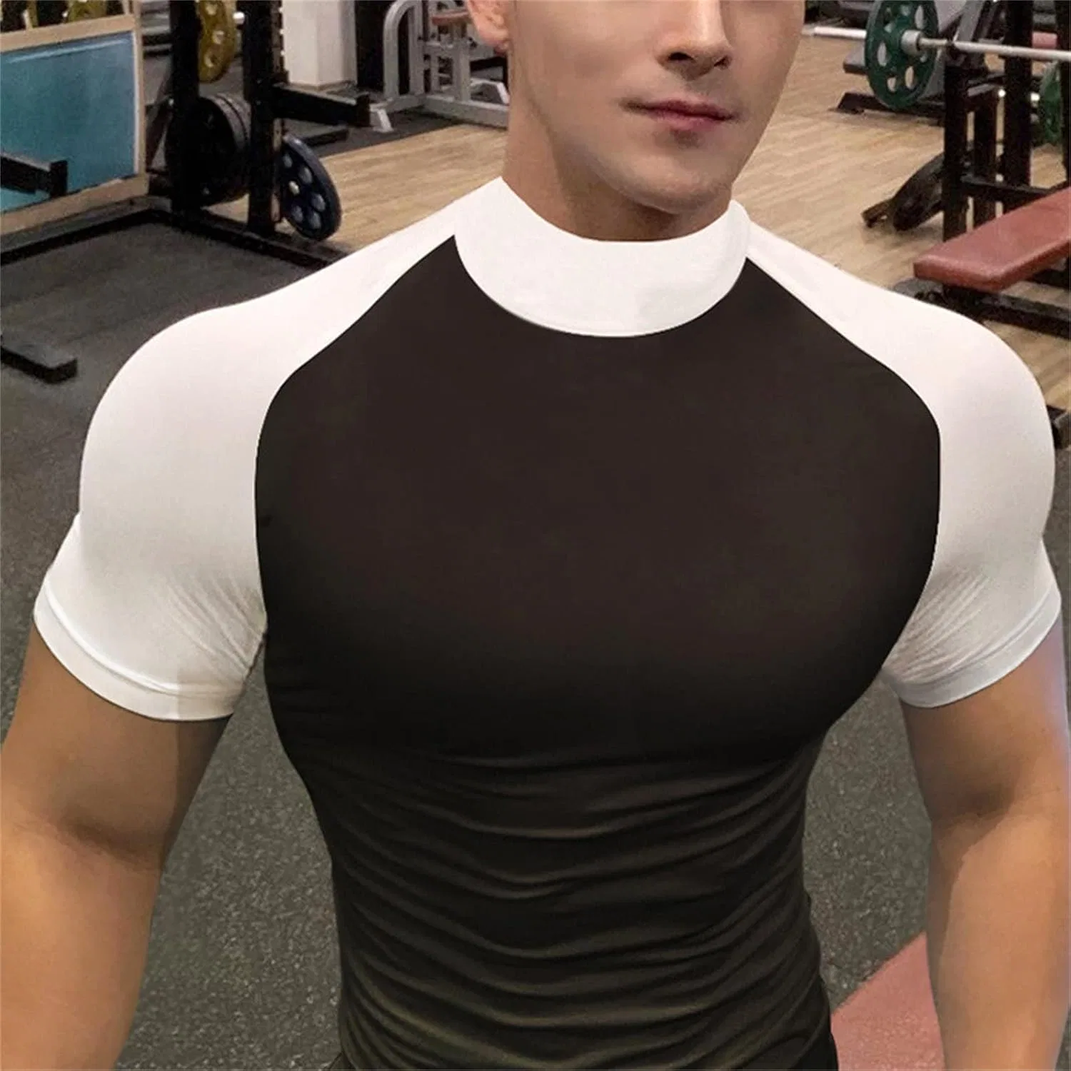 Мужская футболка с контрастной горловиной Regular Fit, Black — фото 2