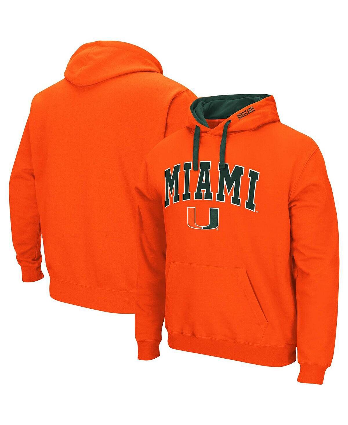 

Мужская толстовка с капюшоном orange miami hurricanes big and tall arch & logo 2.0 Colosseum