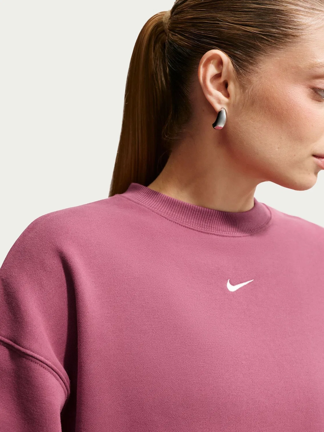 Свитшот женский оверсайз Nike Studio Fleece, Pink Smoke — фото 4