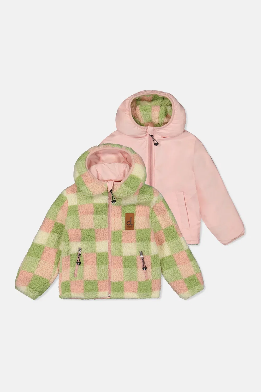 Детская демисезонная куртка двусторонняя с капюшоном Deux par Deux, Pale Dusty Pink