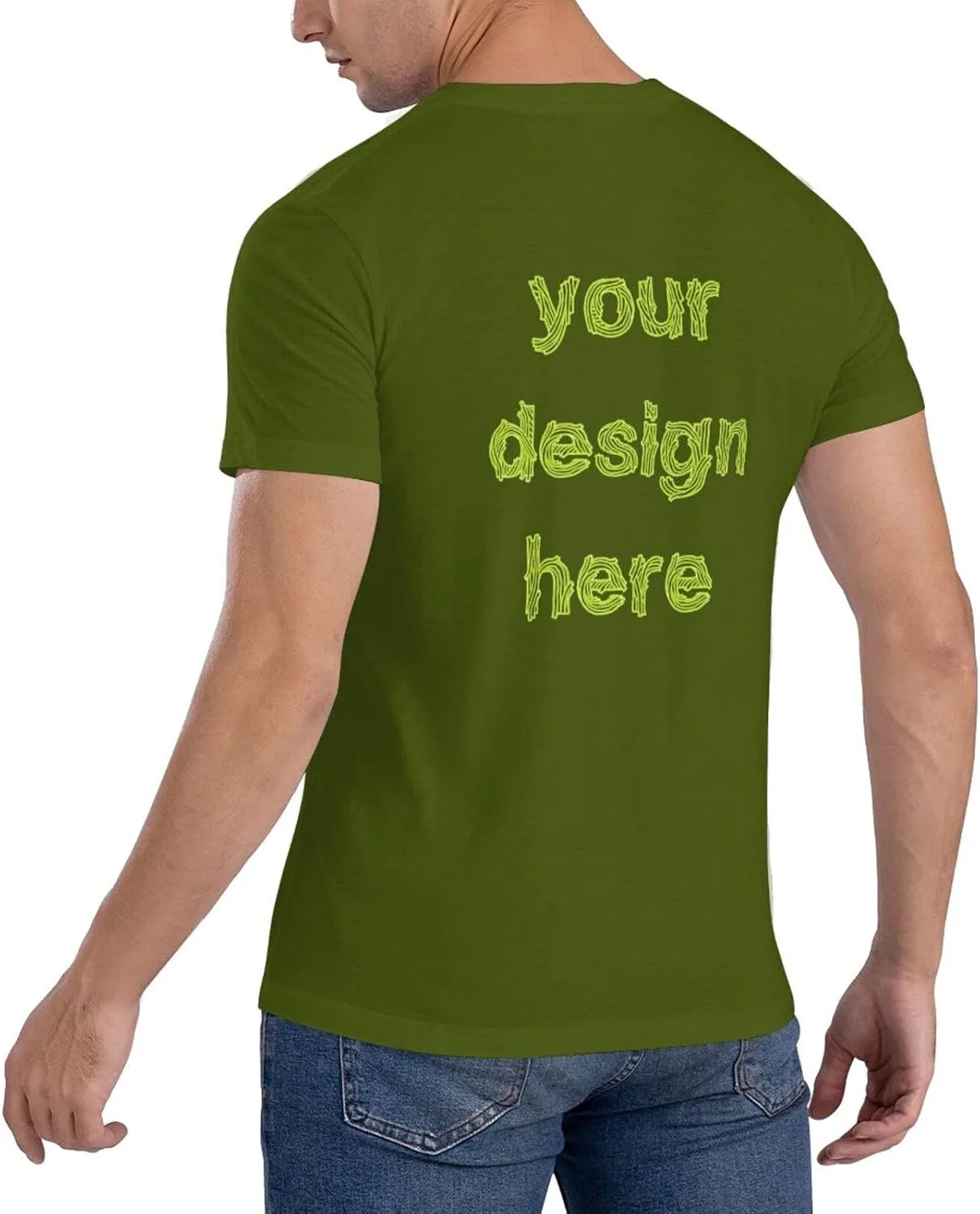 Мужская приталенная футболка с капюшоном Custom Shirts, Moss Green — фото 2