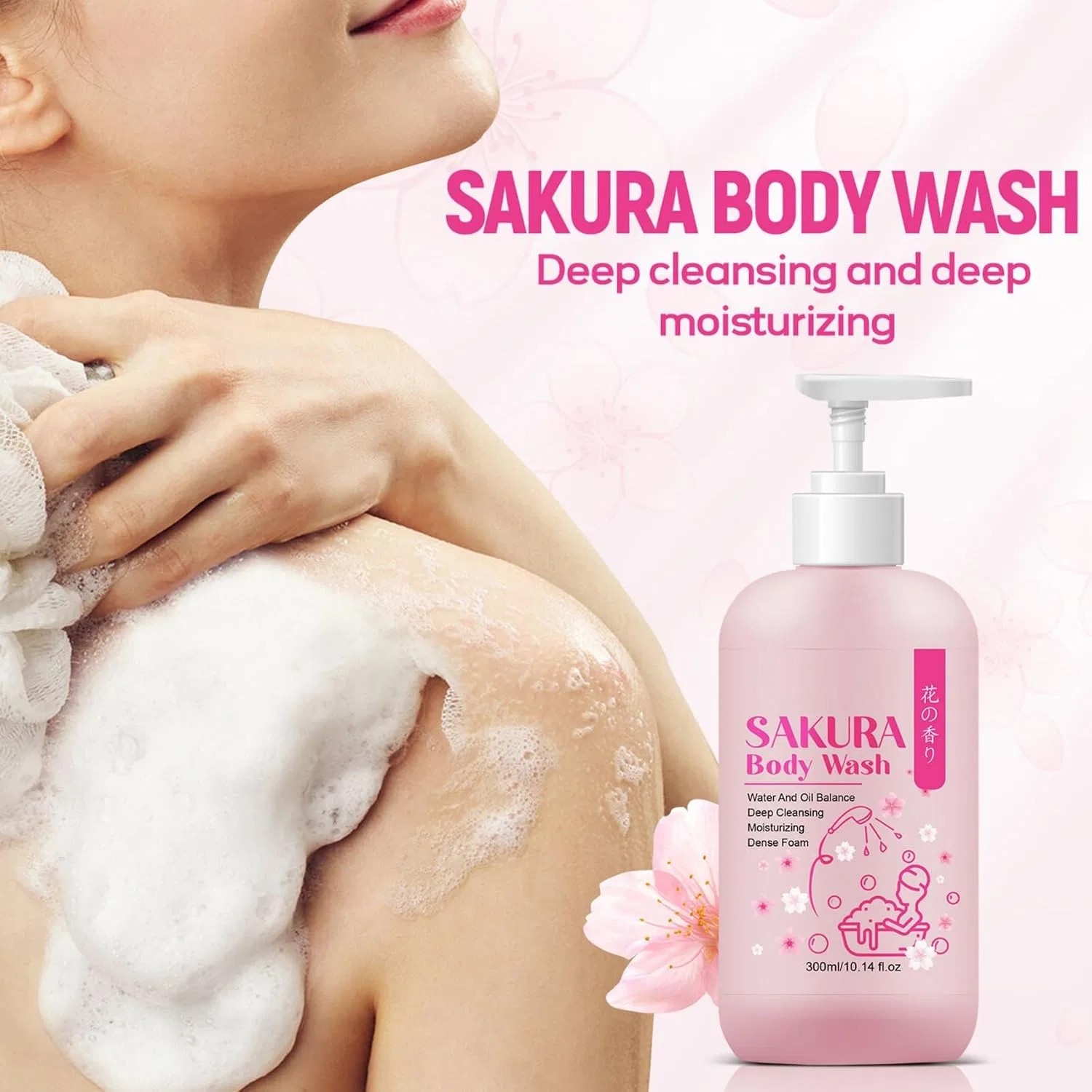 Набор для душа и шампуня, увлажняющий, Soelegant, 2x300ml, Sakura — фото 2