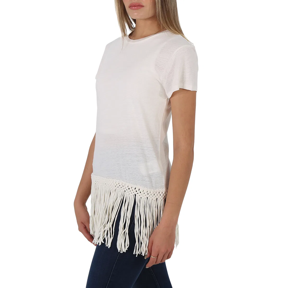 Футболка женская с бахромой Ladies Fringed Hem Polo Ralph Lauren, White — фото 3