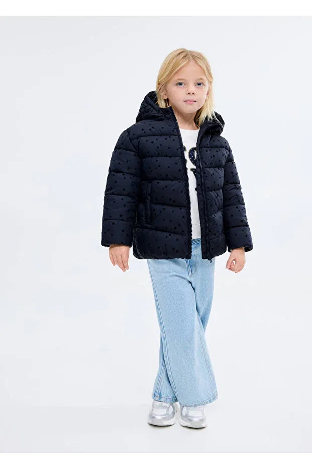 Детское пальто для девочек стеганое Starry Quilted Anorak Mango Baby, Navy Blue — фото 2