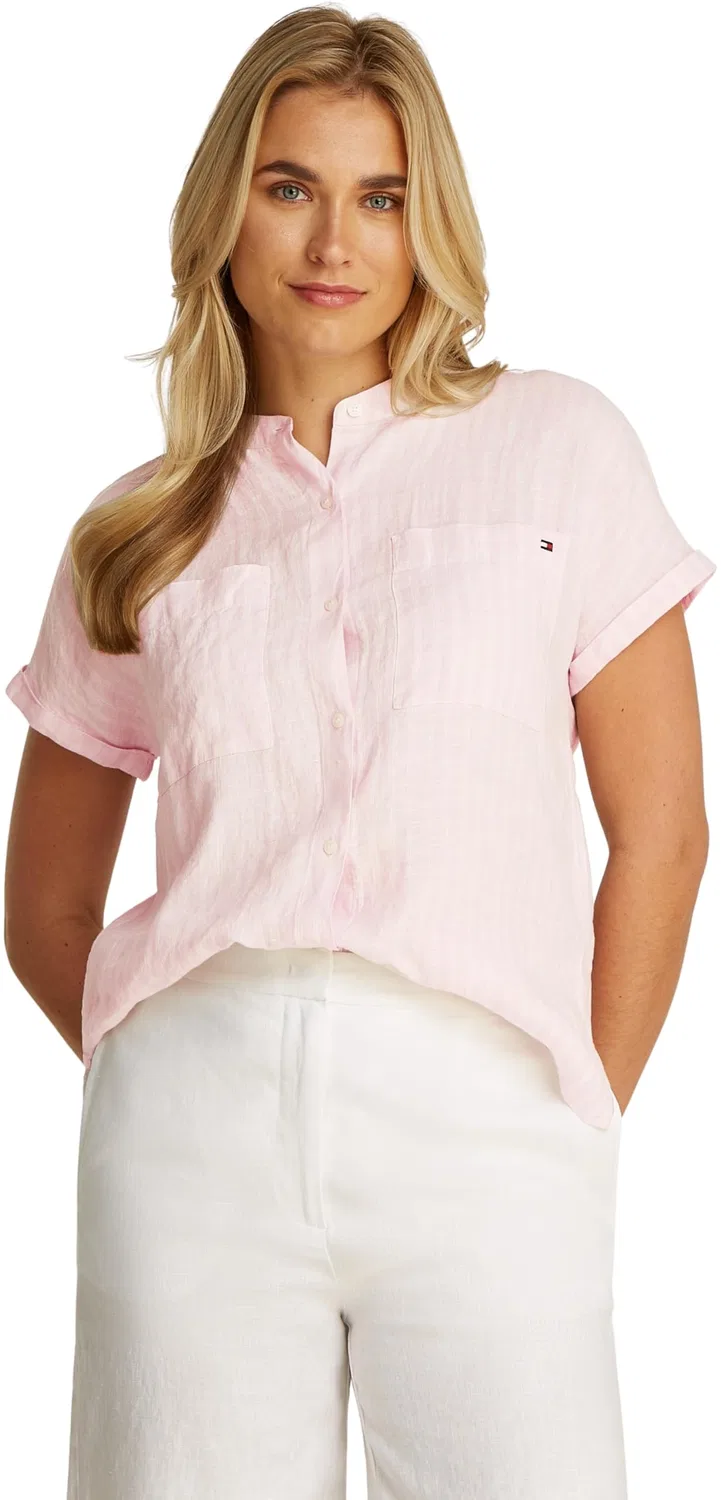 Женская блуза льняная без воротника Tommy Hilfiger, Pink (Foggy Pink Stp)