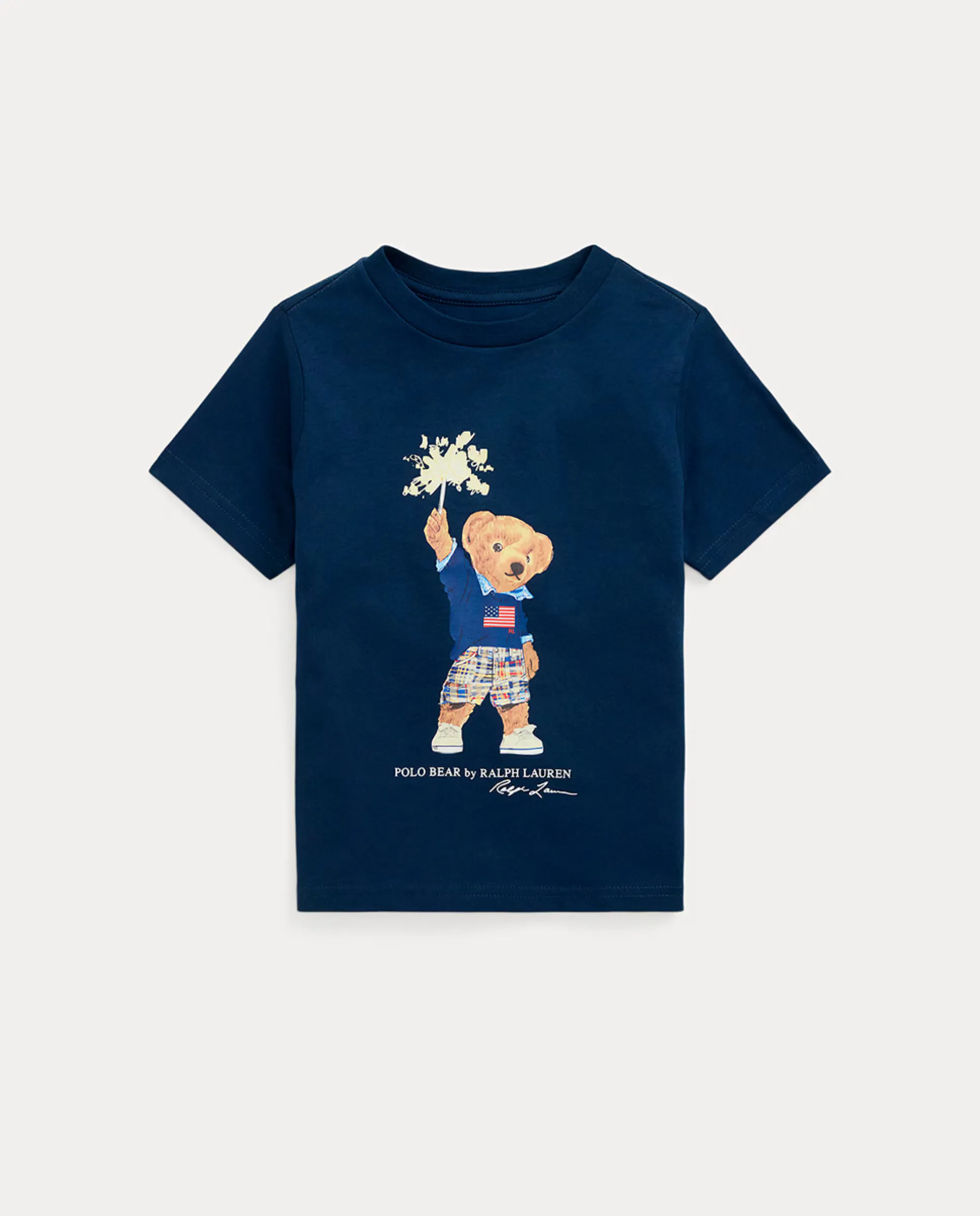 

Детская хлопковая футболка с Polo Bear Polo Ralph Lauren, темно-синий