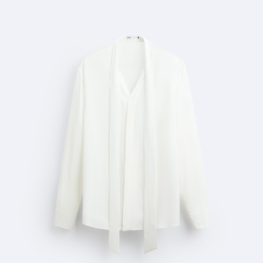 

Рубашка Zara Viscose Bow, белый