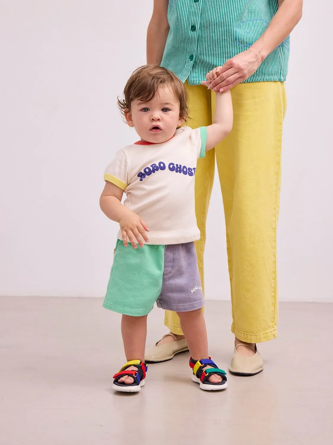 Шорты хлопковые с цветными блоками Bobo Choses, мультиколор — фото 4