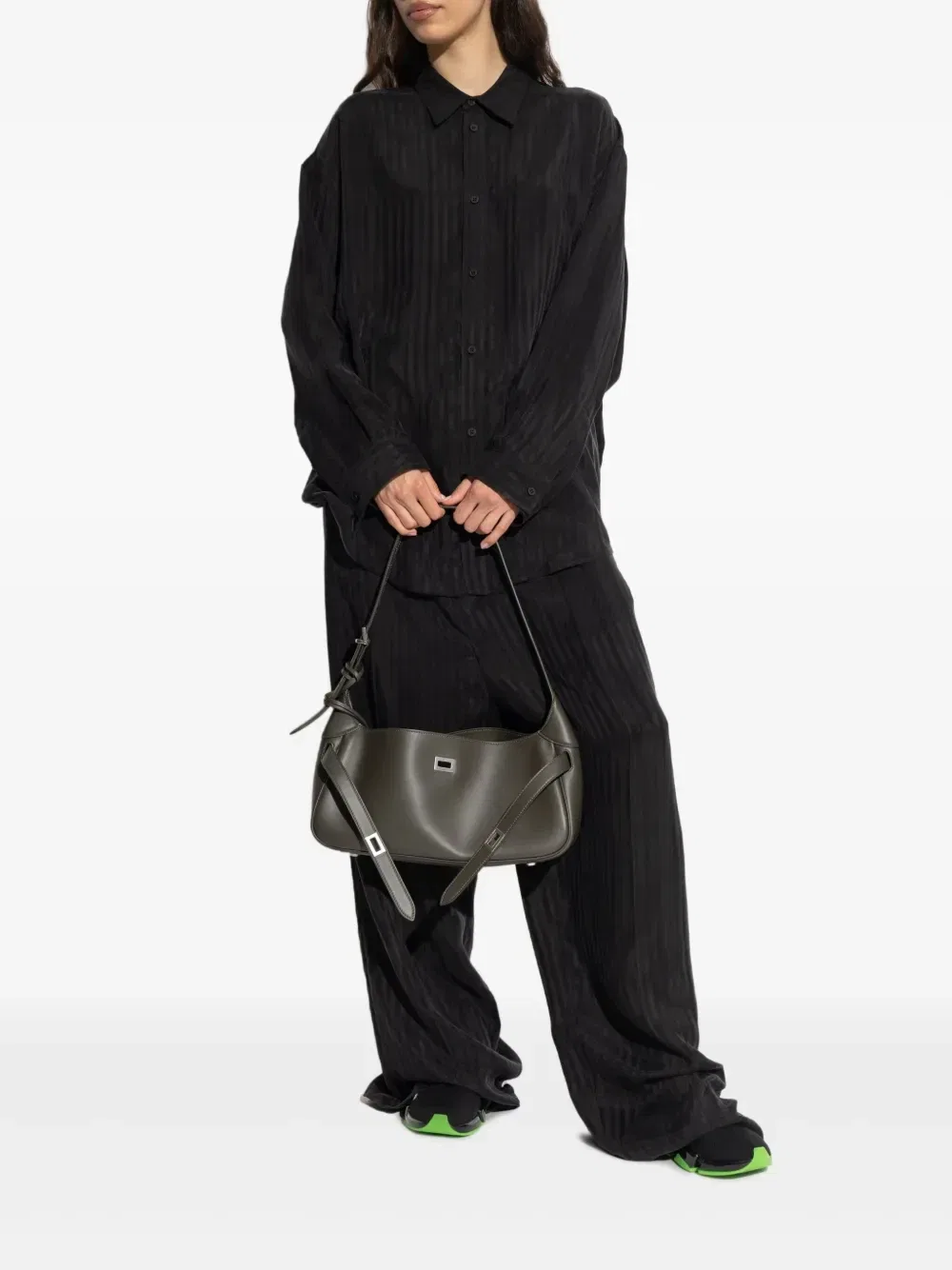 Полосатые брюки с кулиской Balenciaga, черный — фото 2