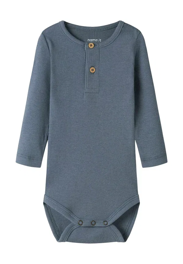 Боди с длинным рукавом из рибаны Name It Blue Mirage, синий