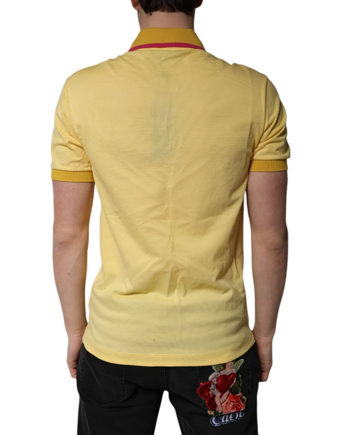 Мужское поло с коротким рукавом и логотипом Dolce & Gabbana, Yellow — фото 4