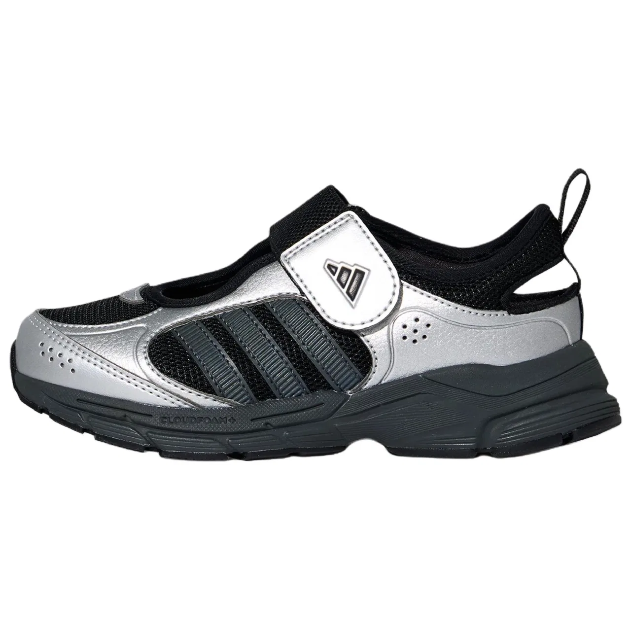 Детские повседневные кроссовки с текстильным верхом Adidas, Black/Dark Gray/Metallic Silver