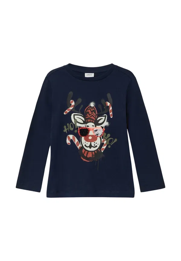 Лонгслив с принтом Long sleeved top S.Oliver, темно-синий