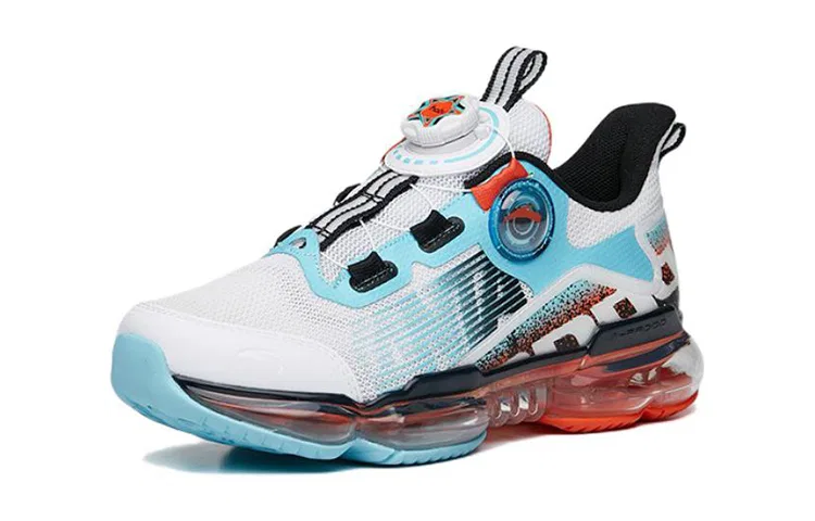Детские беговые кроссовки с защитой пятки и мыса Low top Running Shoes Antakids, White Blue Orange — фото 4