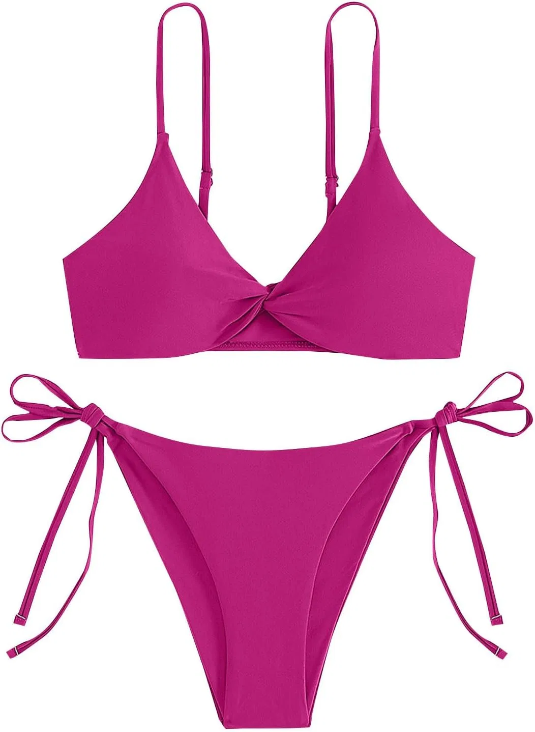 Женский бикини-сет Push Up High Cut String Tie Side Thong, A01 Hot Pink