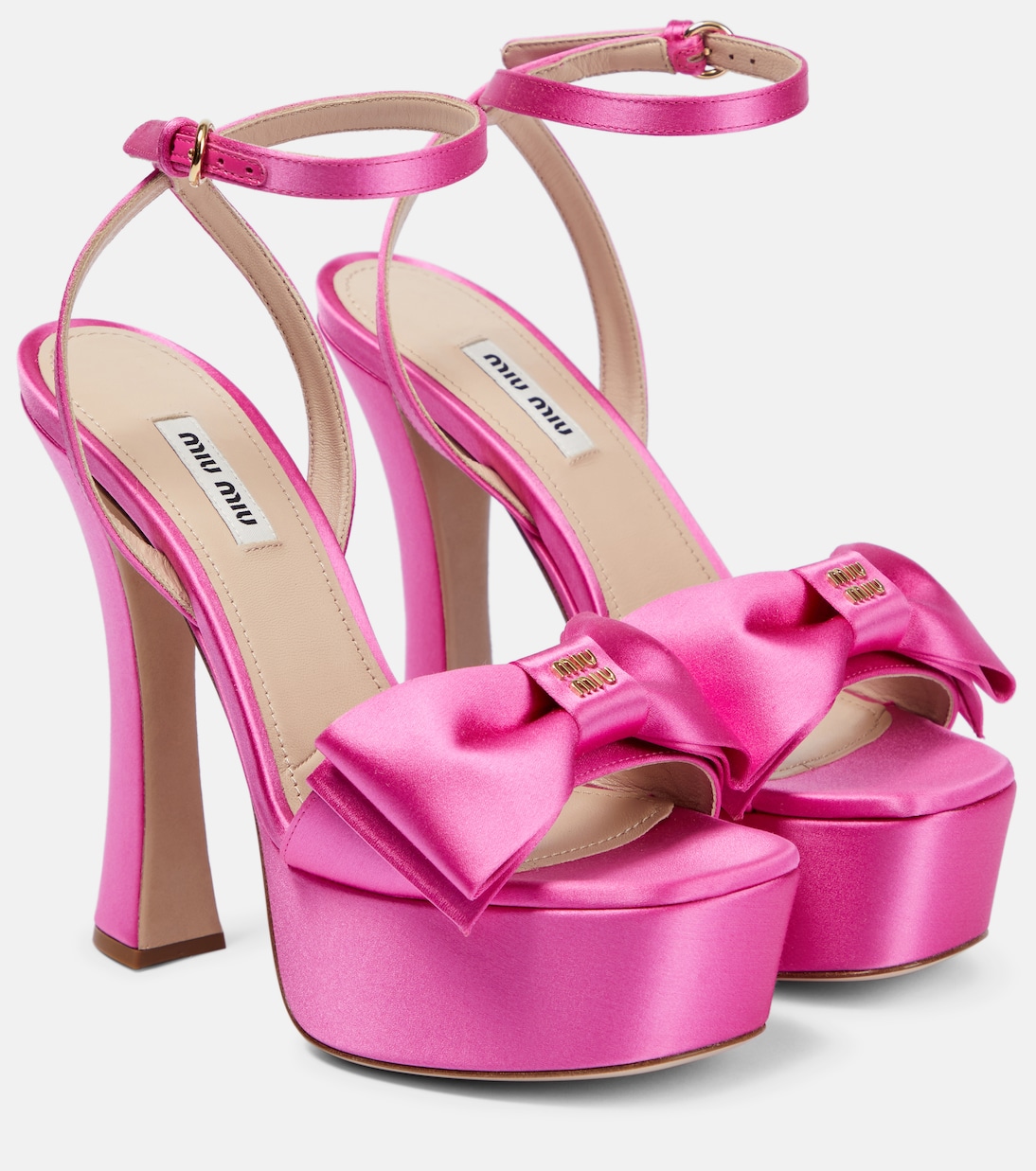 Сатиновые босоножки на платформе Miu Miu, Begonia