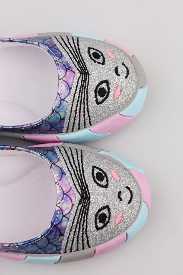 Детские балетки для девочек с принтом Unicorn patterned fish figured girls' shoes Moon Glow, Purple — фото 3