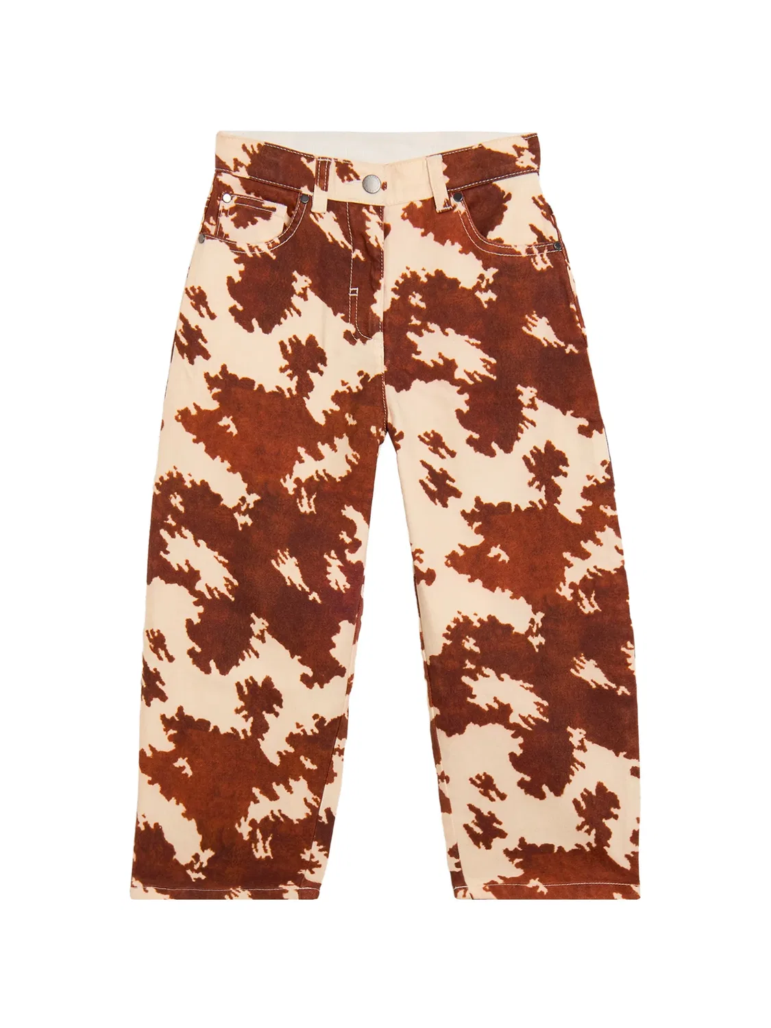 Широкие брюки с коровьим принтом Stella Mccartney Kids, коричневый