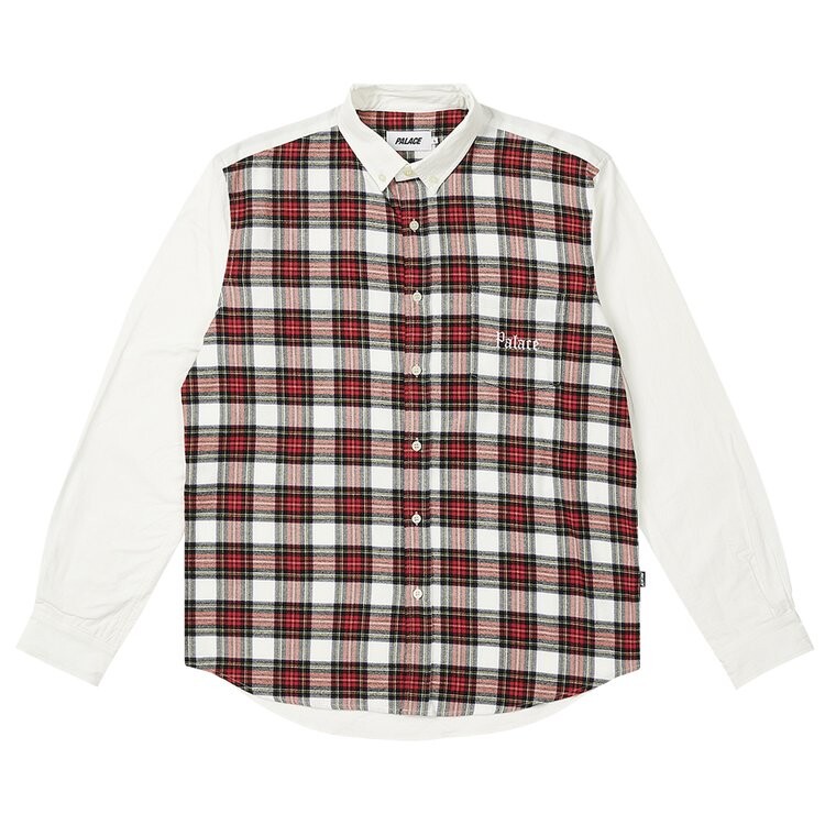 

Рубашка Palace Check Panel Chambray Shirt 'White', белый