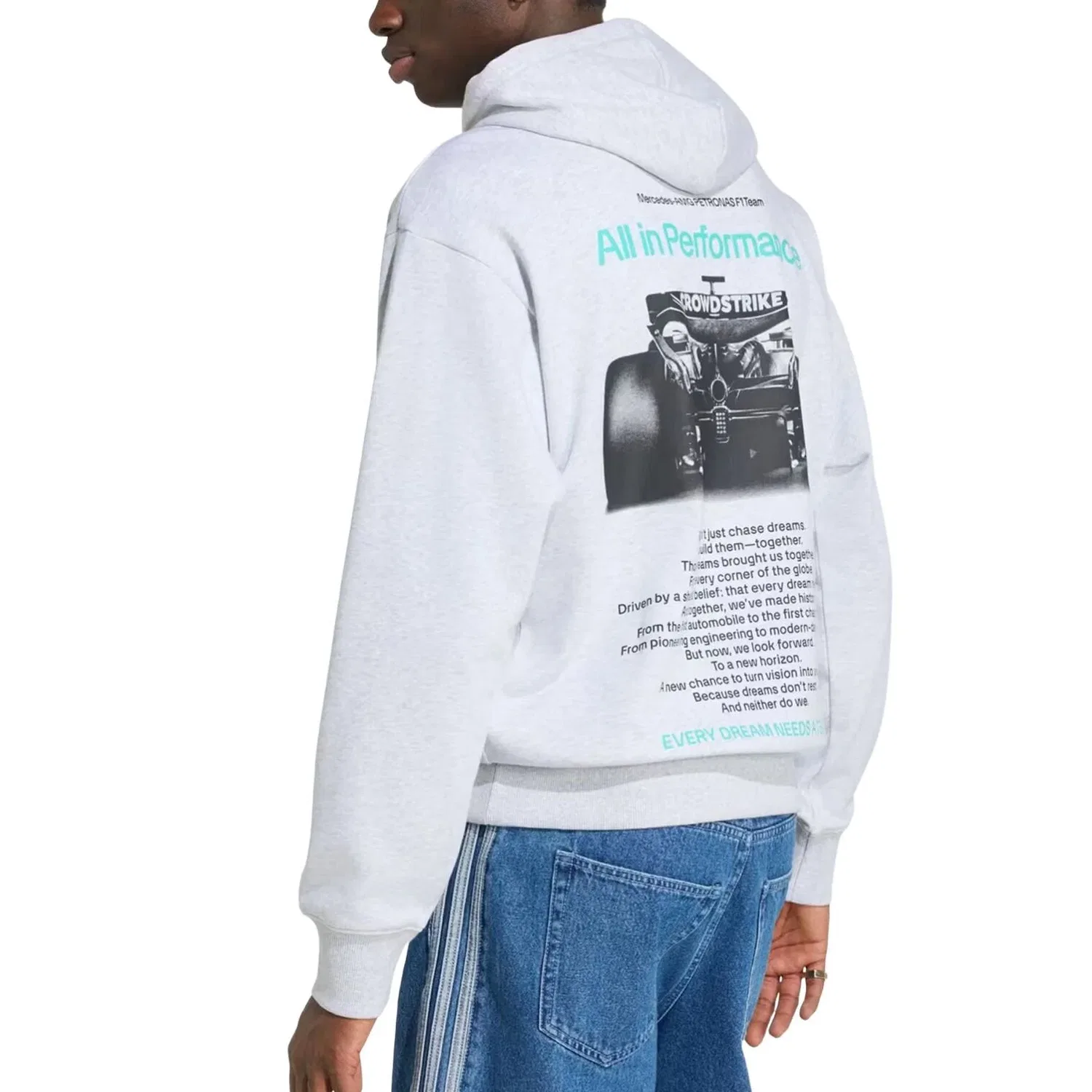 Мужское худи с длинным рукавом Adidas x Mercedes AMG Petronas Formula 1 Team Hoodie, серый — фото 3