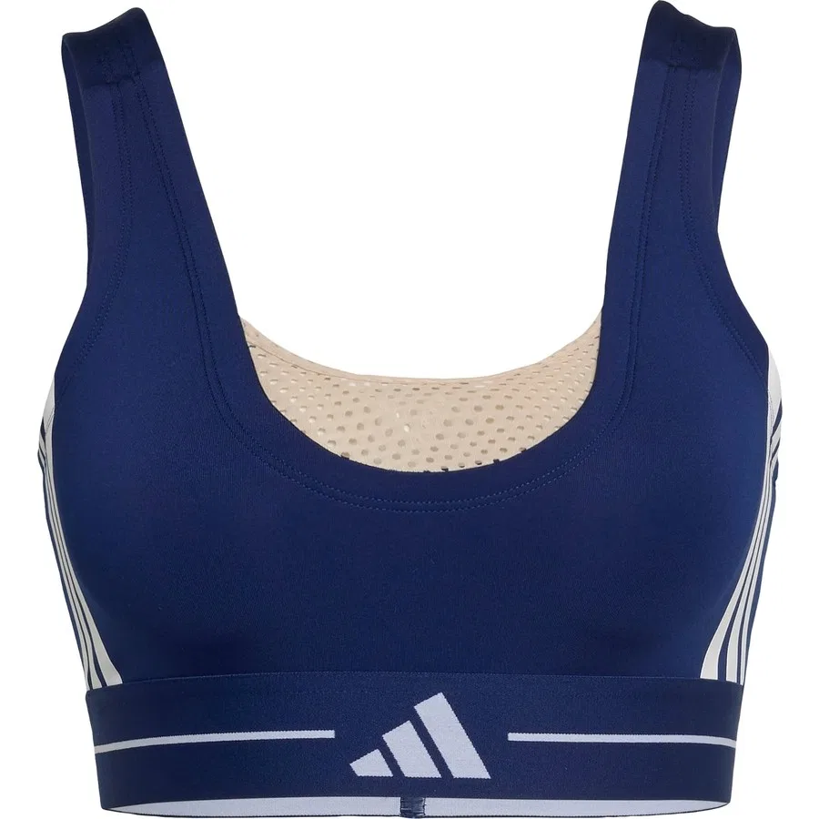 Спортивный бюстгальтер с легкой поддержкой Hyperglam 3-Stripes Color Block adidas, Темно-синий — фото 3