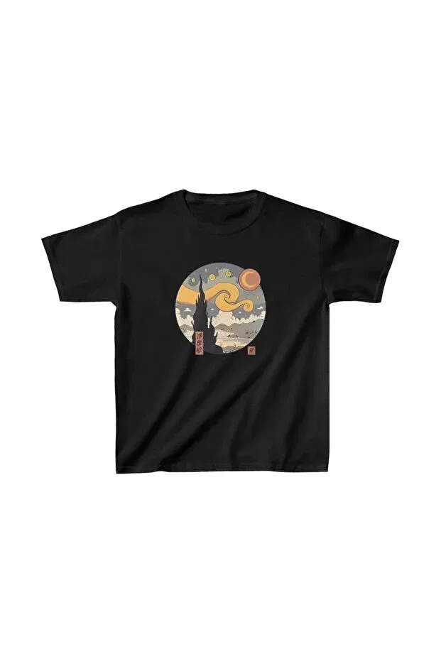 Детская футболка с принтом Kids unisex printed t-shirt Generic Brands, Черный