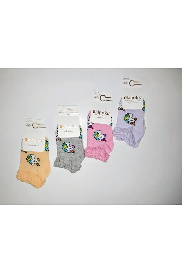 Детские носки с принтом Pack of 4 colorful assorted seamless unicorn patterned baby socks for 1-2 year olds /cotton/booties socks Ekinoks Socks, Multicolor