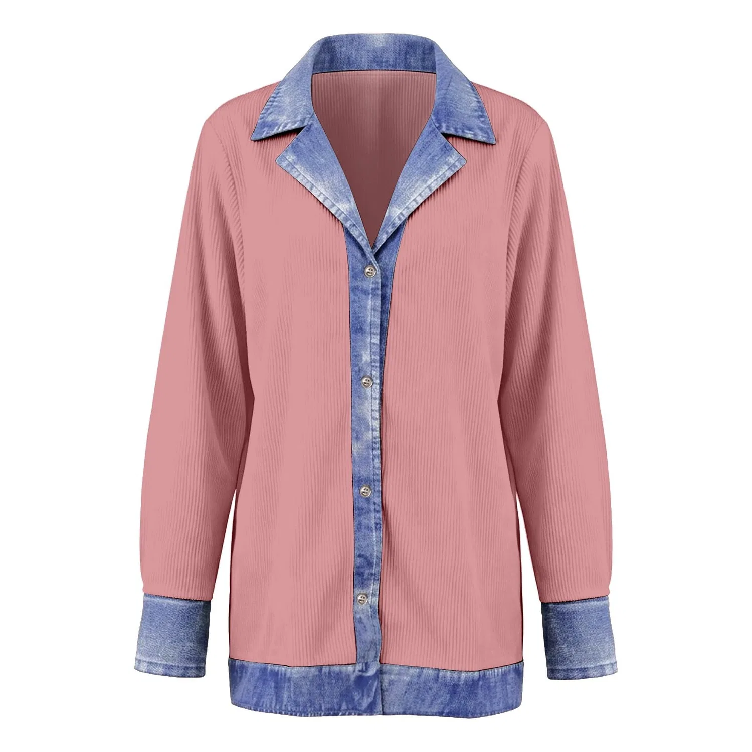 Женское длинное пальто из денима с кружевом oversize, Rosa — фото 2
