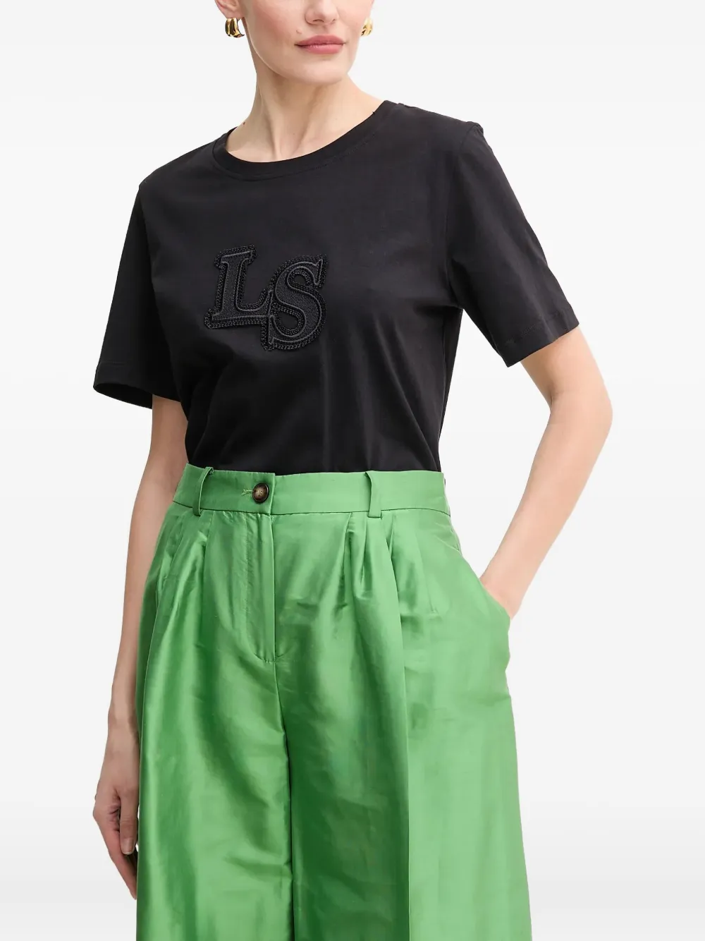 

Футболка с вышитым логотипом LUISA SPAGNOLI, черный