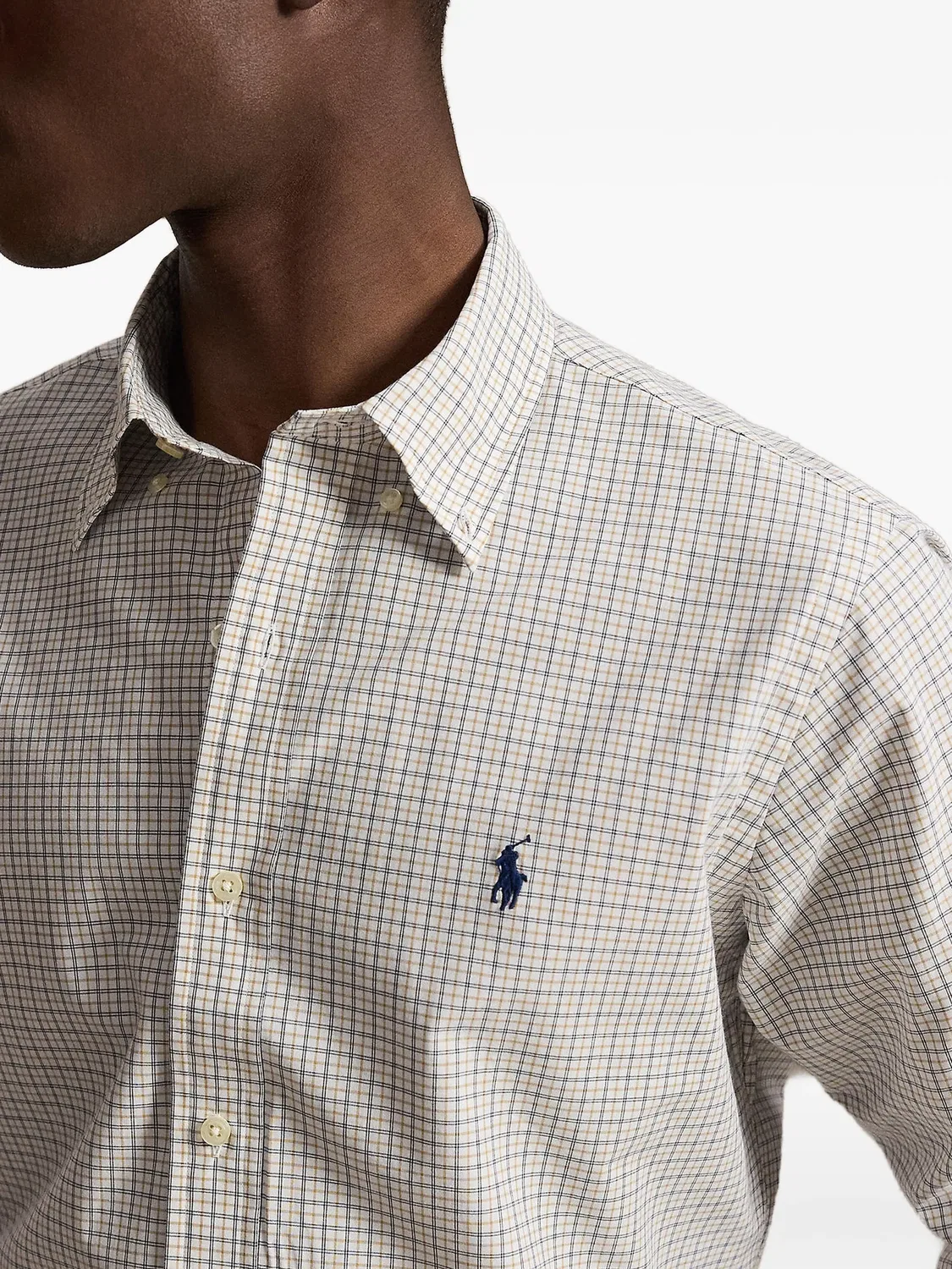 Клетчатая рубашка на пуговицах Polo Ralph Lauren, нейтральные цвета — фото 4