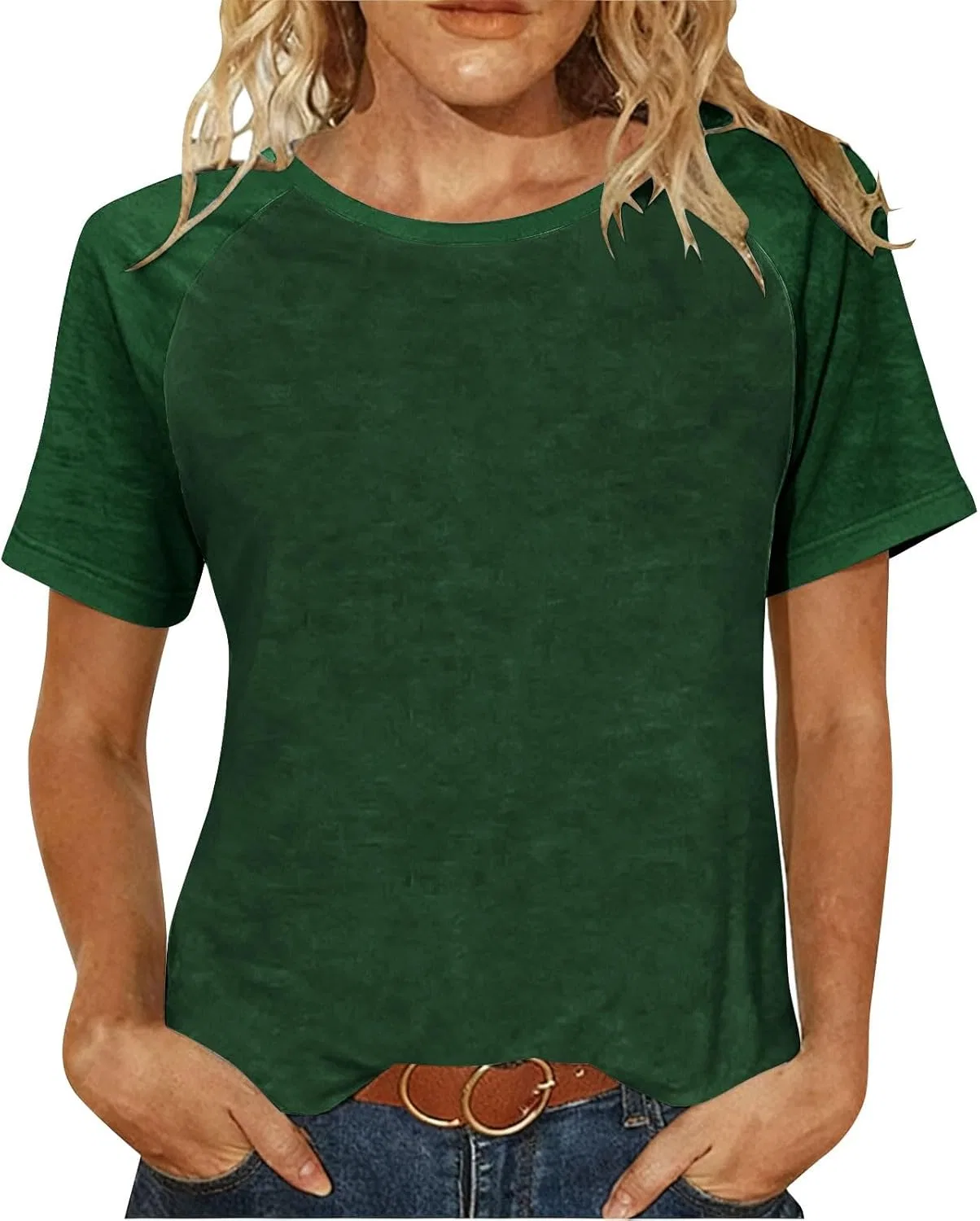 Женская футболка с круглым вырезом Basic, Army Green