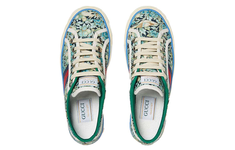 Кроссовки женские Gucci Tennis 1977, светло-синий / зеленый — фото 2